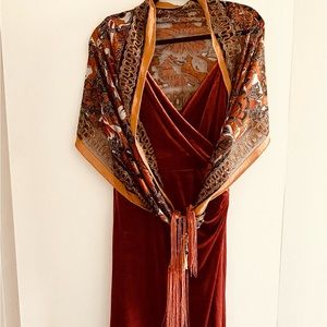 Scarf/ Shawl/ Wrap - Burnt Orange, Rust, Copper, Black, Gray, Sheer, Floral
